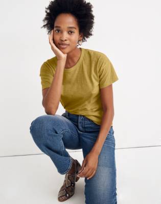 Madewell Whisper Cotton Rib-crewneck Tee In Distant Olive