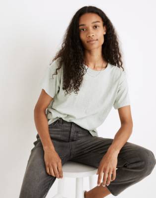Madewell Whisper Cotton Rib-crewneck Tee In Sage Mist