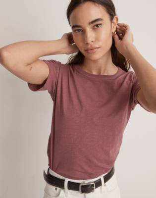 Madewell Whisper Cotton Rib-crewneck Tee In Pressed Grape