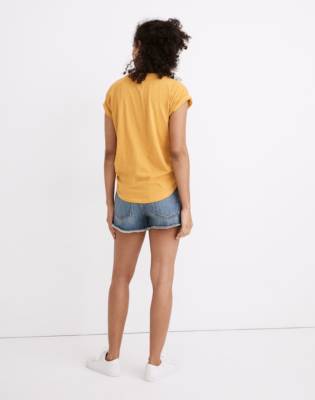 Whisper Cotton Rib-Crewneck Tee in nectar gold image 3