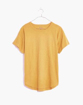 Whisper Cotton Rib-Crewneck Tee in nectar gold image 4