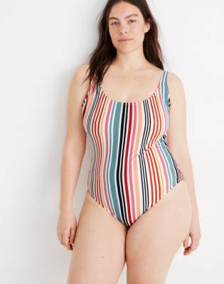 rainbow stripe one piece swimsuit