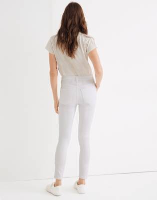button front white jeans