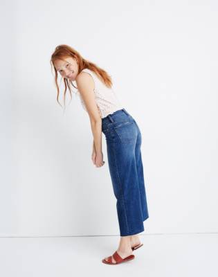 wide leg cropped jeans raw hem