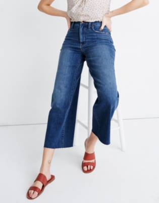 wide leg cropped jeans raw hem