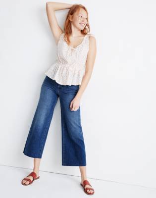wide leg cropped jeans raw hem