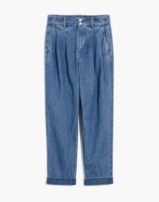 wide leg pleated jeans