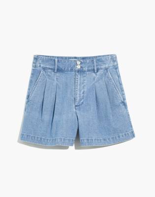 madewell denim pleated shorts