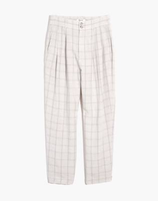 madewell plaid pleated wide leg pants