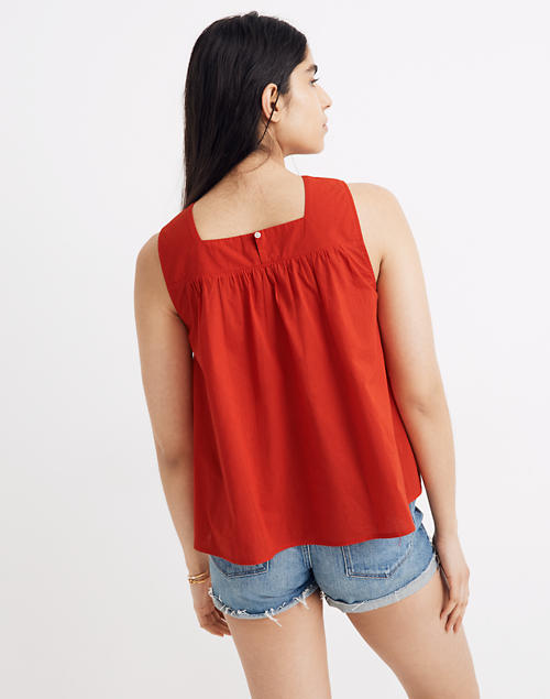 Embroidered Smocked Tank Top