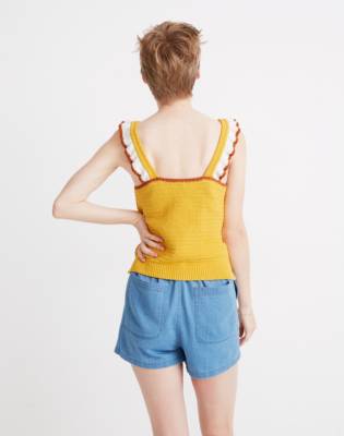 madewell ruffle crochet sweater tank