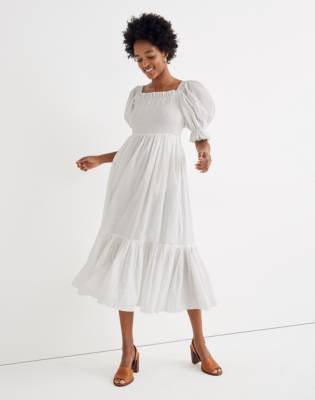 white cotton ruffle dress