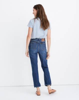 high rise straight ankle jeans