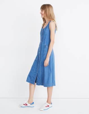 madewell denim button front dress