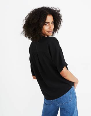 black silk camp shirt