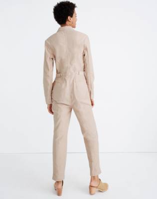 Garment-Dyed Zip-Front Coverall Jumpsuit in avalon pink image 3