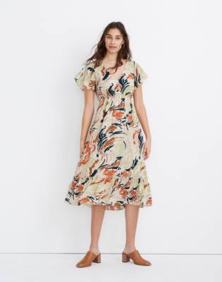 midi dress flutter sleeve