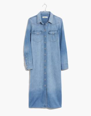 denim midi shirt dress