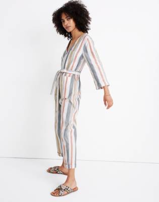 v neck tie waist jumpsuit