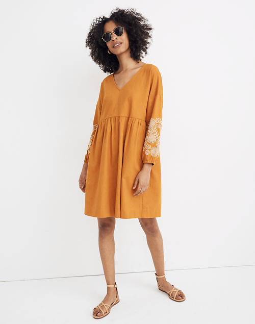Embroidered Sleeve Popover Dress