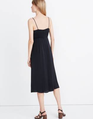 madewell striped satin midi dress