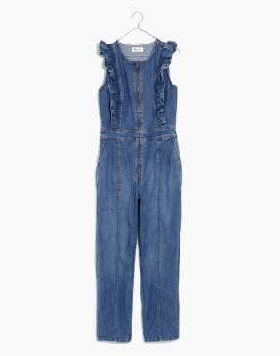 jean ruffle jumpsuit