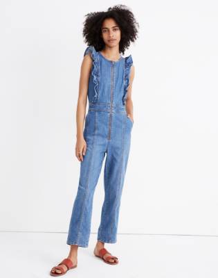 jean ruffle jumpsuit