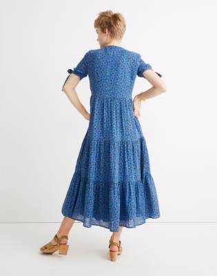 tiered midi dress with sleeves
