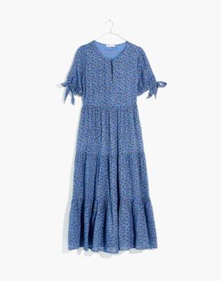 tiered midi dress with sleeves