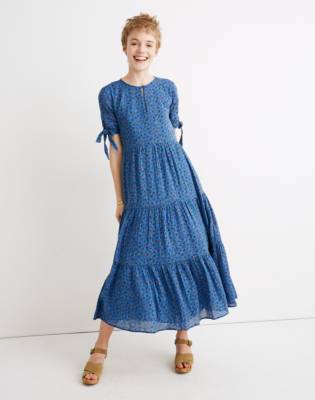 tiered midi dress with sleeves