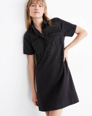 madewell black denim shirtdress