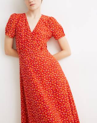 madewell red floral dress