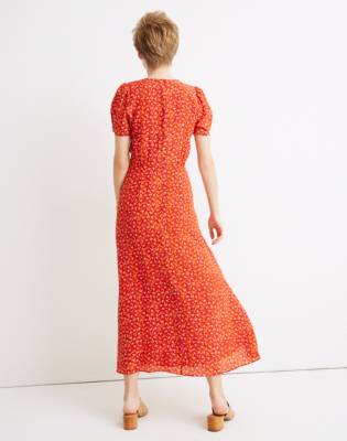 madewell red silk dress