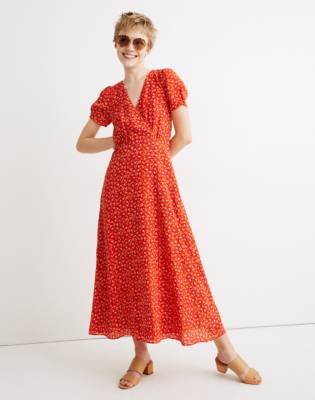 madewell red floral dress
