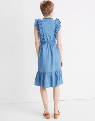 madewell denim ruffle dress