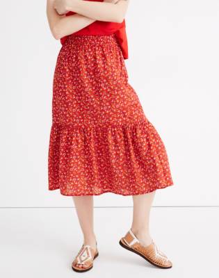 smocked waist midi skirt