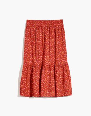 smocked waist midi skirt