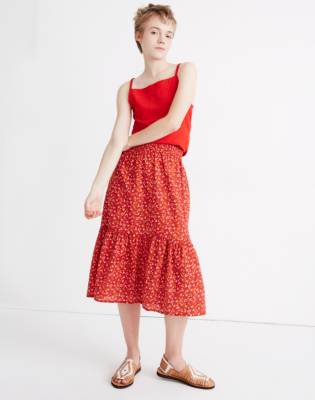 smocked waist midi skirt