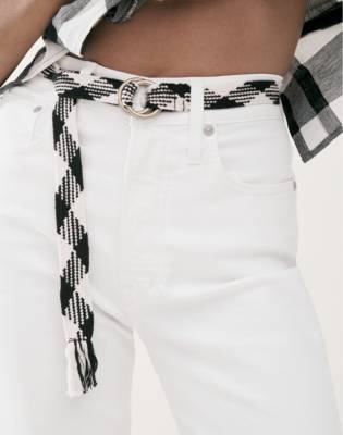 Woven O Ring Belt In Black And White