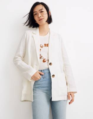 white linen blazer womens