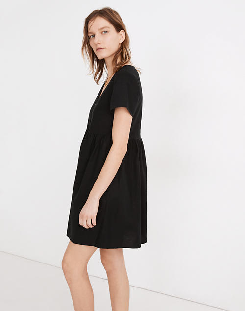 Petite Linen-Blend Alexandra Button-Front Mini Dress