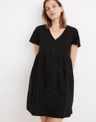 linen front button dress