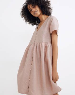 linen front button dress