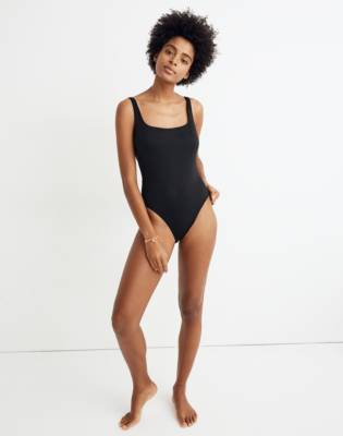 black square neck swimsuit