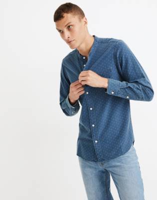 denim band collar shirt