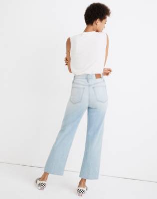 ecru slim wide leg jeans