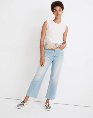 ecru slim wide leg jeans