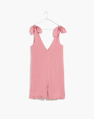 Pointelle Knit Tie-Strap Pajama Romper in null image 1