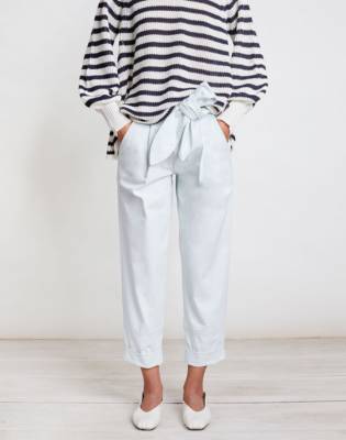 madewell tie waist tapered pants