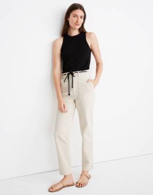 madewell tie waist tapered pants